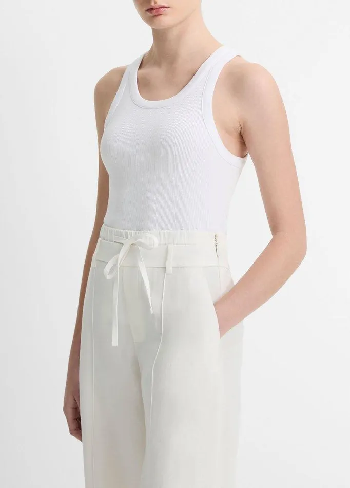 TShirts Women Vince Ribbed ScoopNeck Tank Optic White TShirts Women Vince Ribbed ScoopNeck Tank Optic White