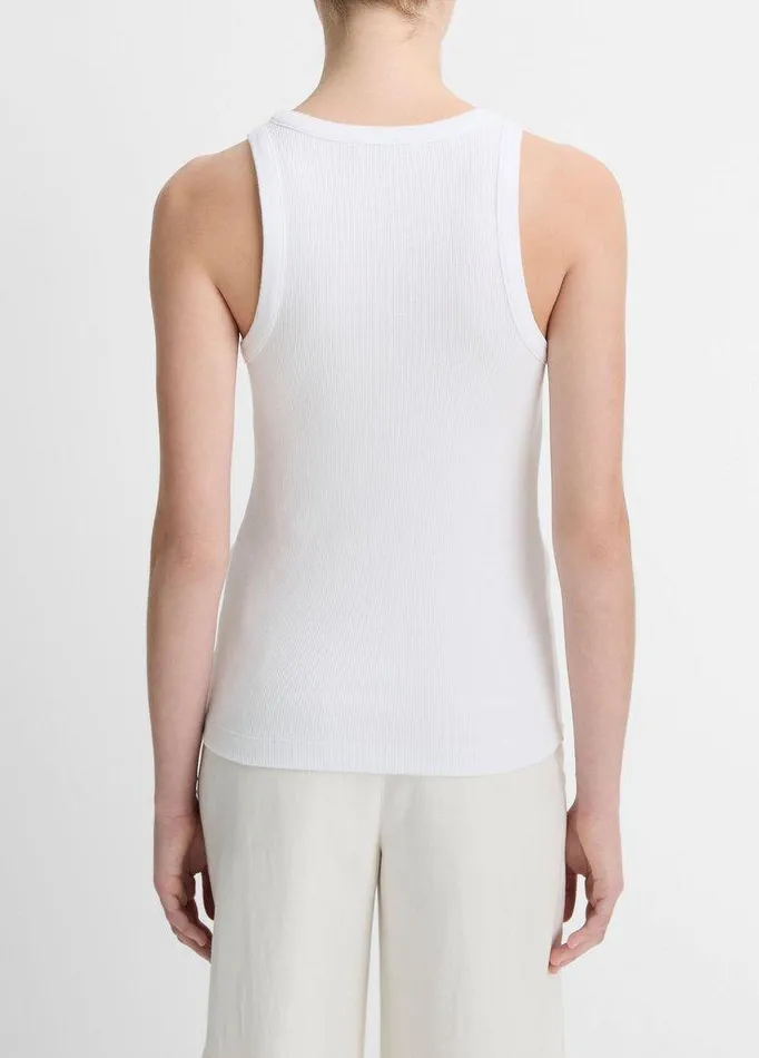 TShirts Women Vince Ribbed ScoopNeck Tank Optic White TShirts Women Vince Ribbed ScoopNeck Tank Optic White
