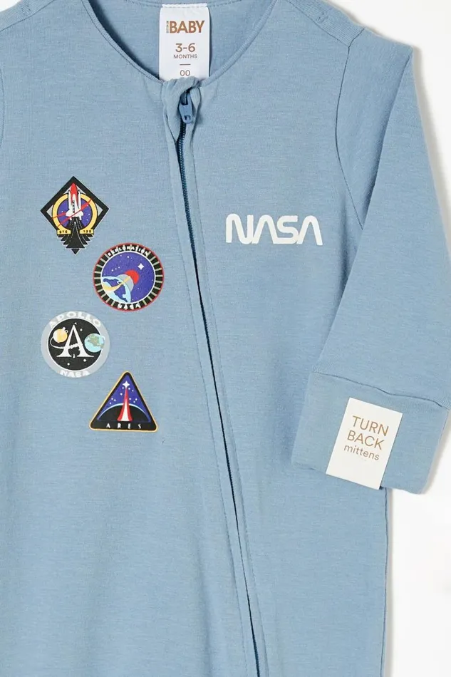 The Billie Long Sleeve Zip Romper License Lcn Nas Dusty Bluenasa Badges Baby Cotton On Rompers and Bubbysuits The Billie Long Sleeve Zip Romper License Lcn Nas Dusty Bluenasa Badges Baby Cotton On Rompers and Bubbysuits