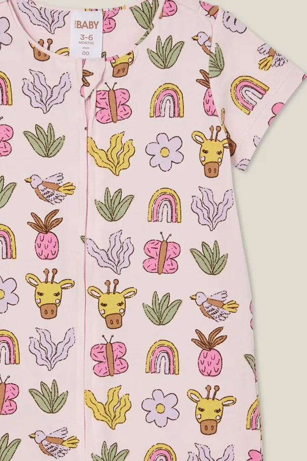 The Billie Short Sleeve Zip Romper Ballerinatropical Girl Jungle Baby Cotton On Rompers and Bubbysuits The Billie Short Sleeve Zip Romper Ballerinatropical Girl Jungle Baby Cotton On Rompers and Bubbysuits