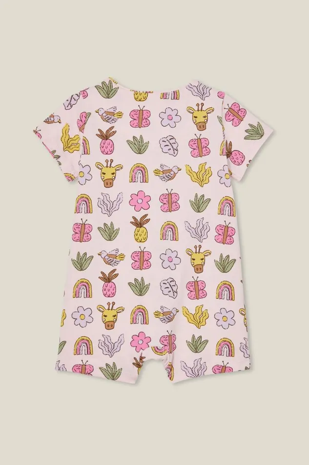 The Billie Short Sleeve Zip Romper Ballerinatropical Girl Jungle Baby Cotton On Rompers and Bubbysuits The Billie Short Sleeve Zip Romper Ballerinatropical Girl Jungle Baby Cotton On Rompers and Bubbysuits