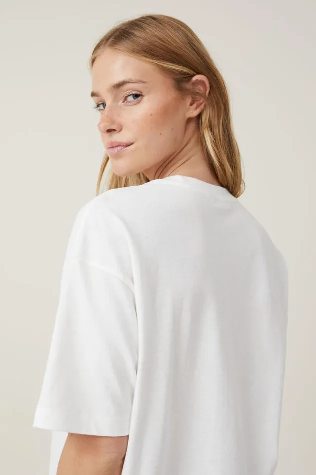 The Boxy Oversized Tee Vintage White Women Cotton On Tops
