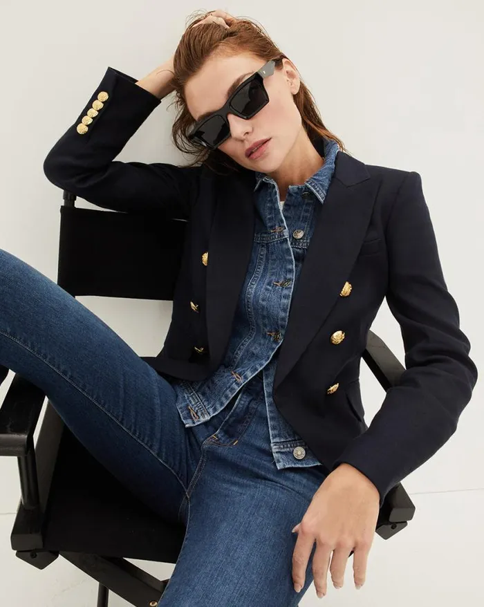 The Miller Jacket Jackets Veronica Beard Miller Linen Dickey Jacket Slate Dickey Set Navydenimblue