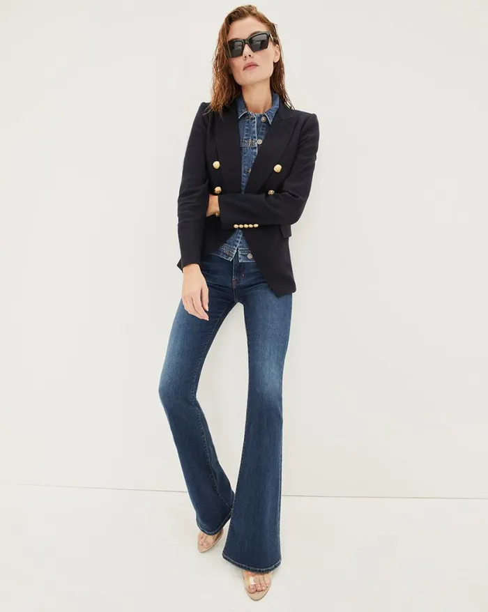The Miller Jacket Jackets Veronica Beard Miller Linen Dickey Jacket Slate Dickey Set Navydenimblue