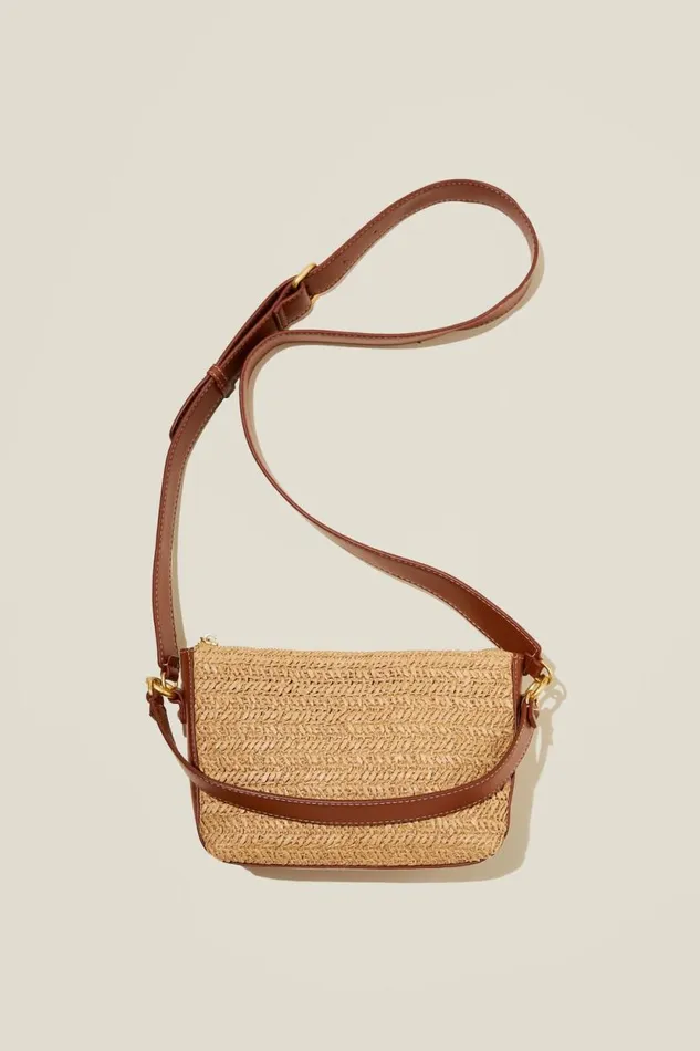Tilly Textured Cross Body Bag Chocolatenatural Woven Women Cotton On Bags and Belts