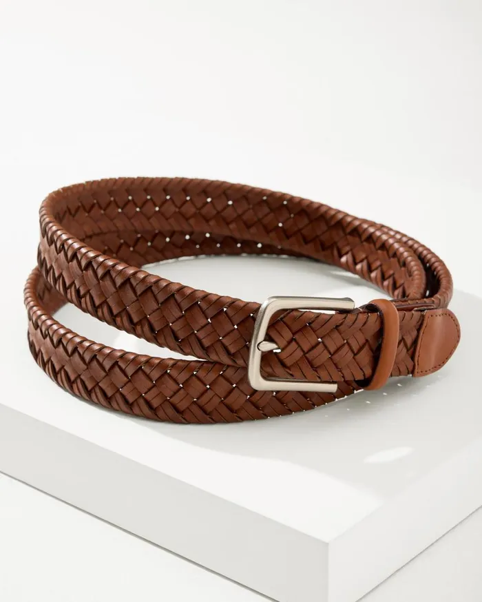 Tommy Bahama Big and Tall Leather Lace Braid Belt Black Big and Tall Big and Tall Belts