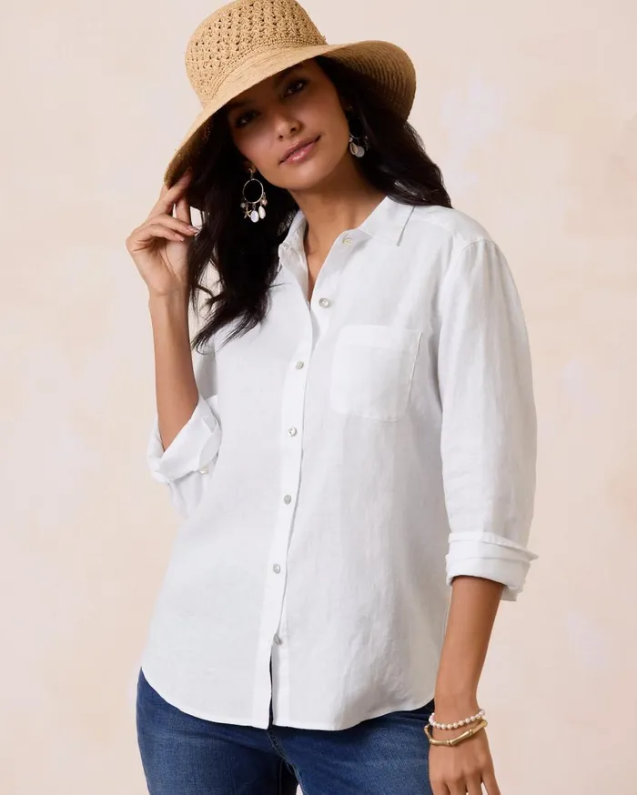 Tommy Bahama Coastalina Ocean Surf Stripe Sleeveless Linen Top Soft Flamingo Women Tops and Shirts Tommy Bahama Coastalina Ocean Surf Stripe Sleeveless Linen Top Soft Flamingo Women Tops and Shirts