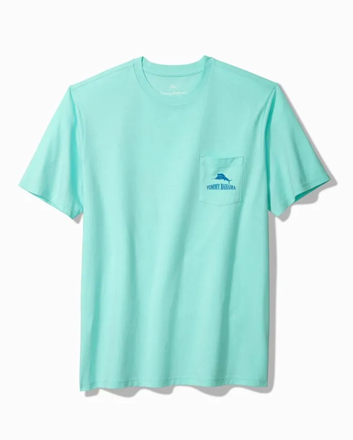 Tommy Bahama Collecting Sand Dollars Graphic Pocket TShirt Blue Swell Men TShirts