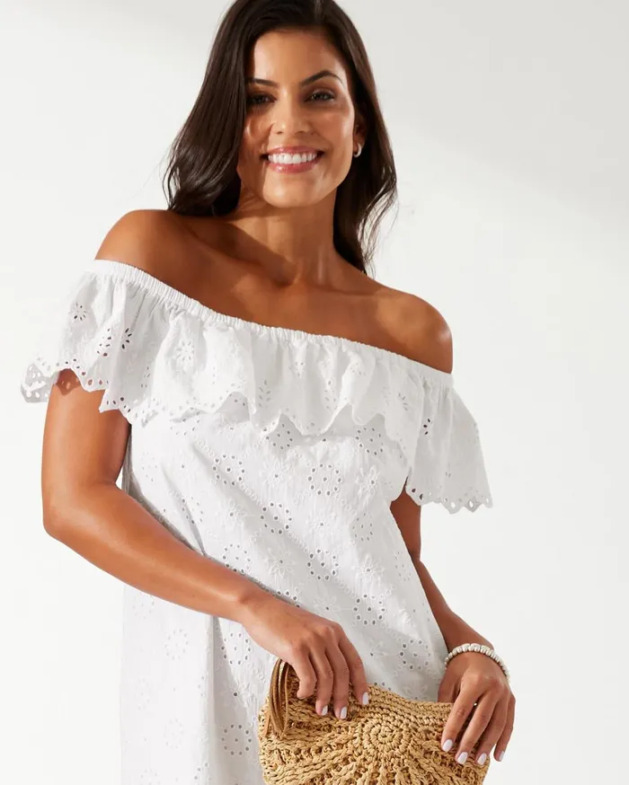 Tommy Bahama Harbour Eyelet Coverup Dress White Women Dresses Tommy Bahama Harbour Eyelet Coverup Dress White Women Dresses