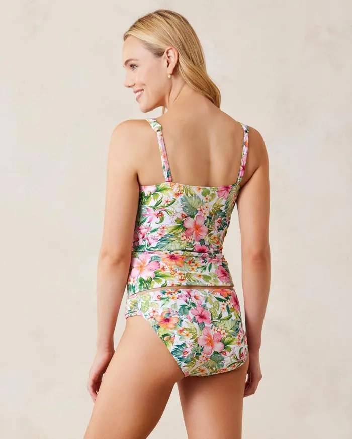 Tommy Bahama Island Cays Flora TwistFront Tankini Top White Women Bikini Tops Tommy Bahama Island Cays Flora TwistFront Tankini Top White Women Bikini Tops