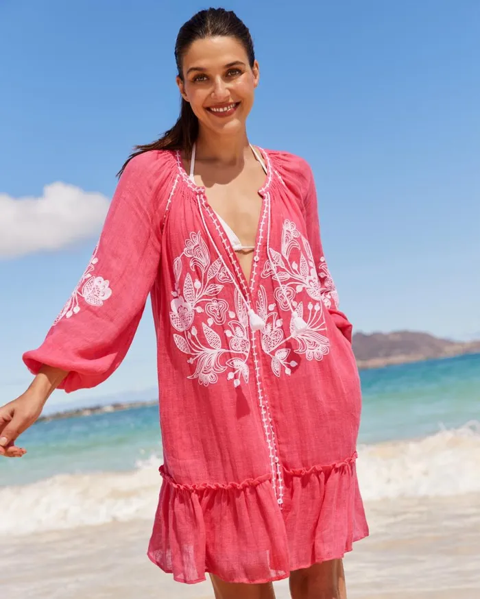 Tommy Bahama Linen Gauze Tunic Coverup Dress Coral Coast Women Dresses