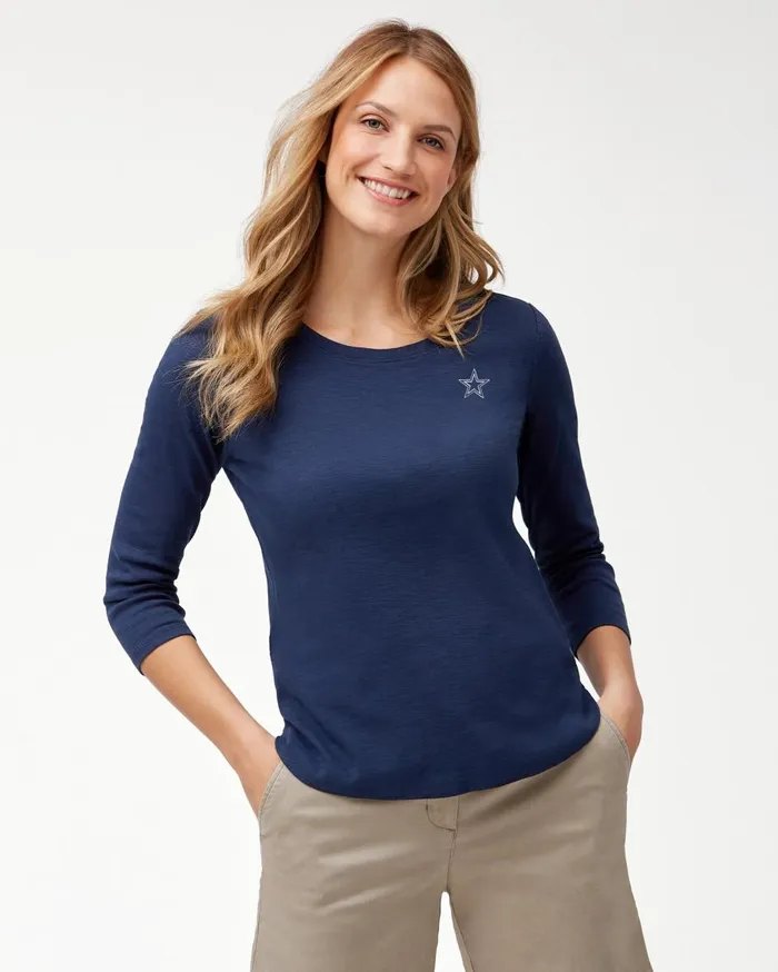 Tommy Bahama NFL Ashby Isles 34Sleeve TShirt Dallascowboys Women Tops and Shirts Tommy Bahama NFL Ashby Isles 34Sleeve TShirt Dallascowboys Women Tops and Shirts