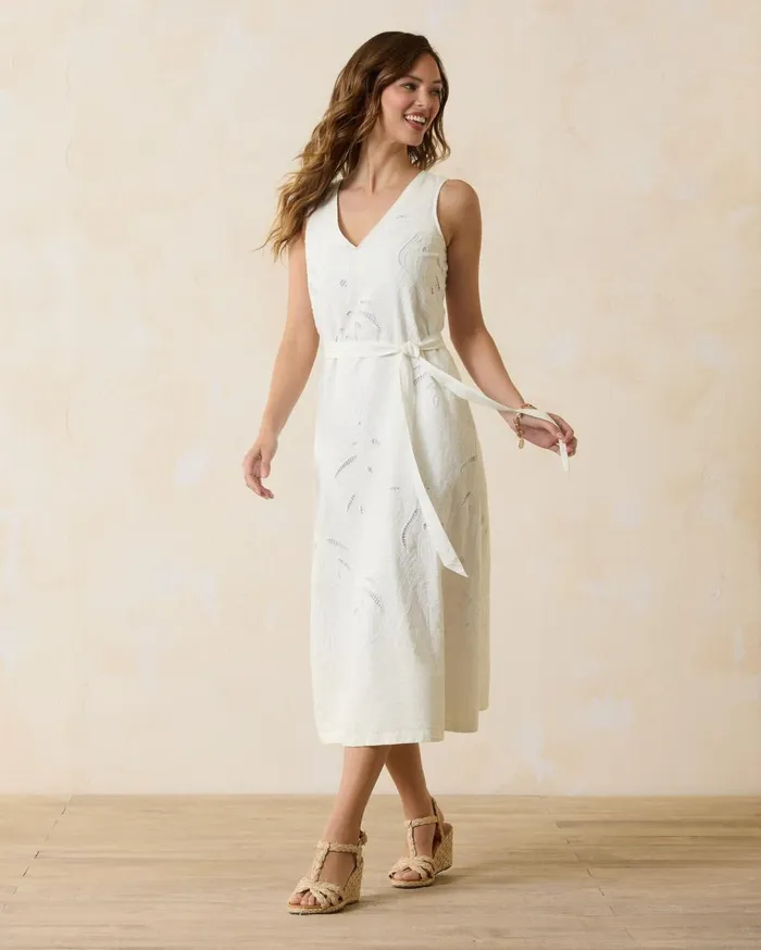 Tommy Bahama Two Palms Monstera Eyelet Linen Midi Dress White Women Dresses Tommy Bahama Two Palms Monstera Eyelet Linen Midi Dress White Women Dresses