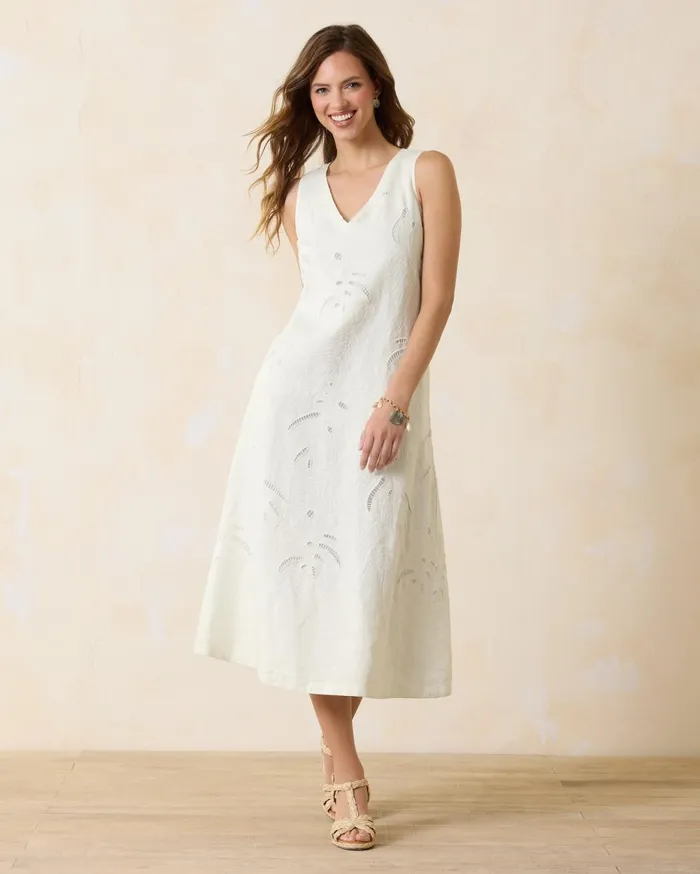 Tommy Bahama Two Palms Monstera Eyelet Linen Midi Dress White Women Dresses Tommy Bahama Two Palms Monstera Eyelet Linen Midi Dress White Women Dresses