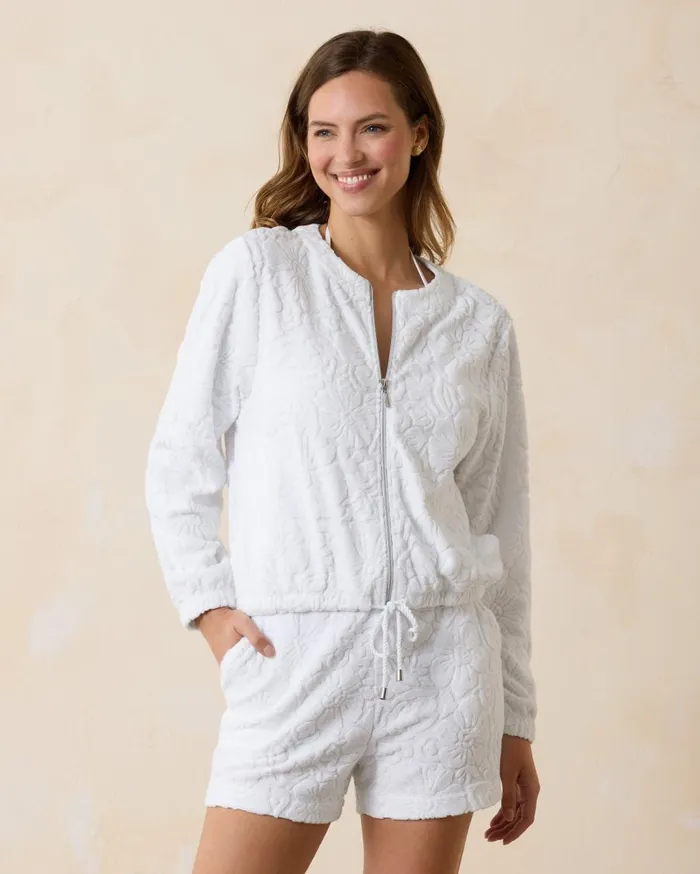 Tommy Bahama Two Palms Monstera Mirage Linen RawEdge Jacket Tea Leaf Women Jackets Tommy Bahama Two Palms Monstera Mirage Linen RawEdge Jacket Tea Leaf Women Jackets