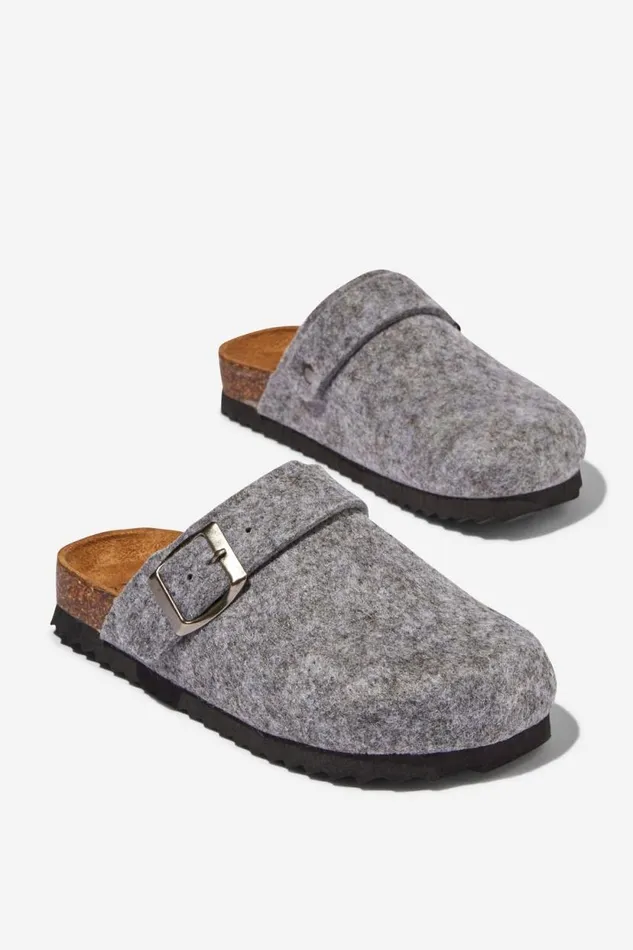 Tommy Buckle Slide Grey GirlsBoys Cotton On Flats and Sandals