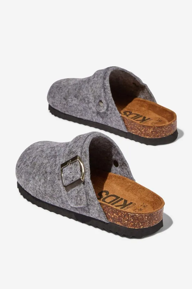 Tommy Buckle Slide Grey GirlsBoys Cotton On Flats and Sandals