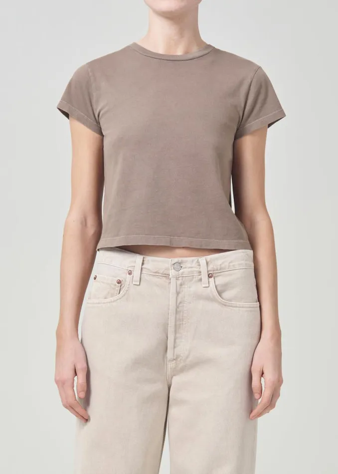 Tops and Bodysuits Women Agolde Adine Shrunken Tee In Kiln