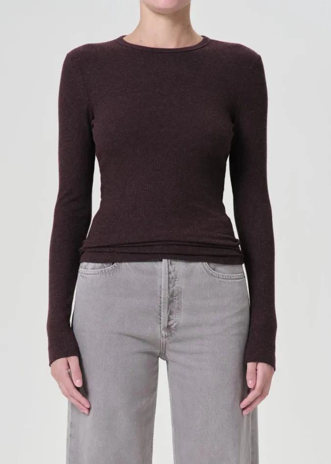 Tops and Bodysuits Women Agolde Delphi Slim Tee In Raisin
