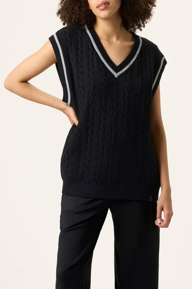 Tops and TShirts Men Fila Baseline Cable Knit Vest 002 Blackultimate Gray Tops and TShirts Men Fila Baseline Cable Knit Vest 002 Blackultimate Gray