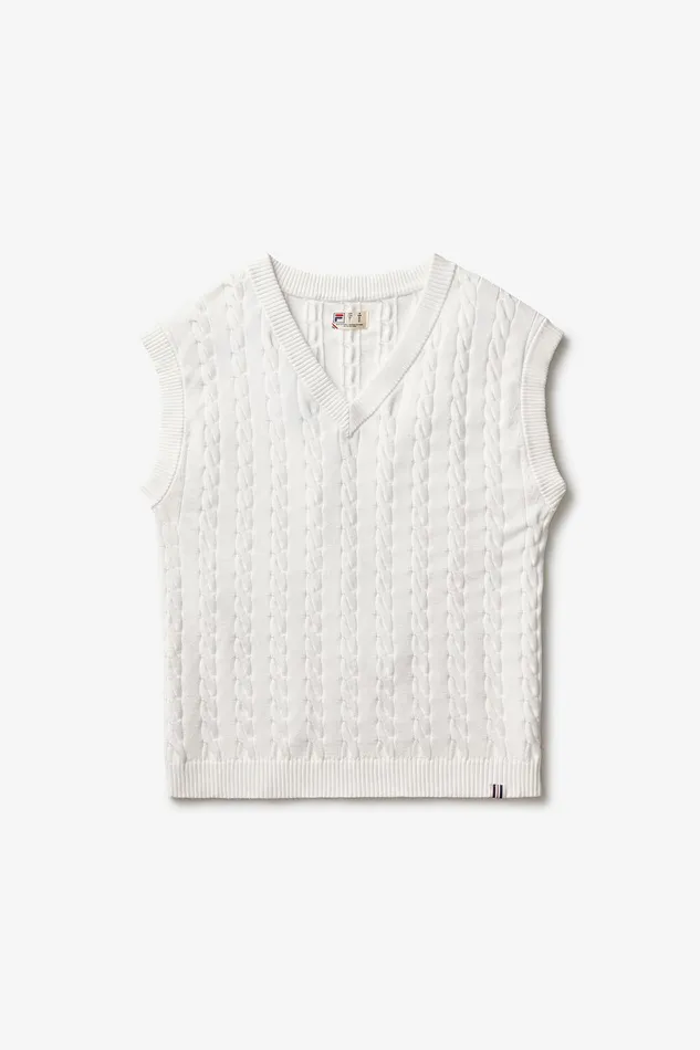 Tops and TShirts Men Fila Baseline Cable Knit Vest 100 White