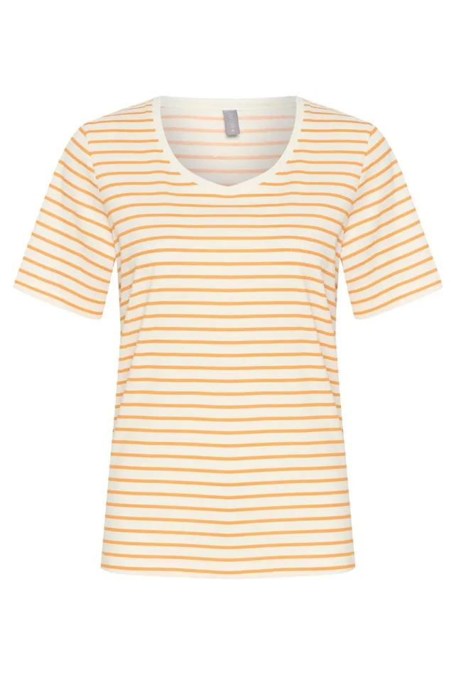 Tops and TShirts Women CULTURE CUdeia Tshirt Whiteorange Stripe