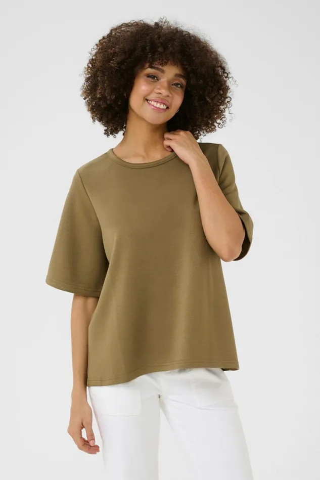 Tops and TShirts Women CULTURE CUhara Tshirt Dusky Green
