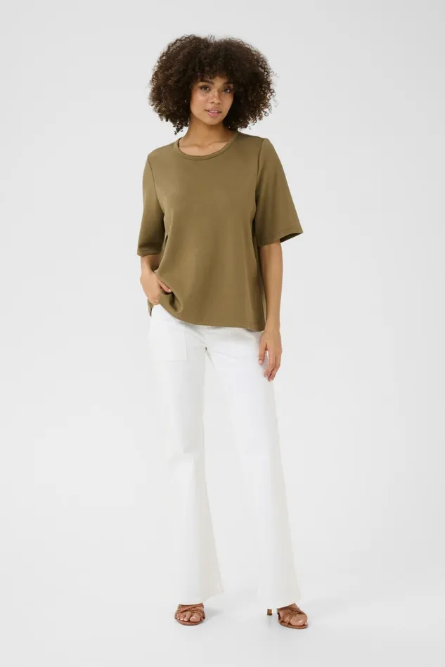 Tops and TShirts Women CULTURE CUhara Tshirt Dusky Green