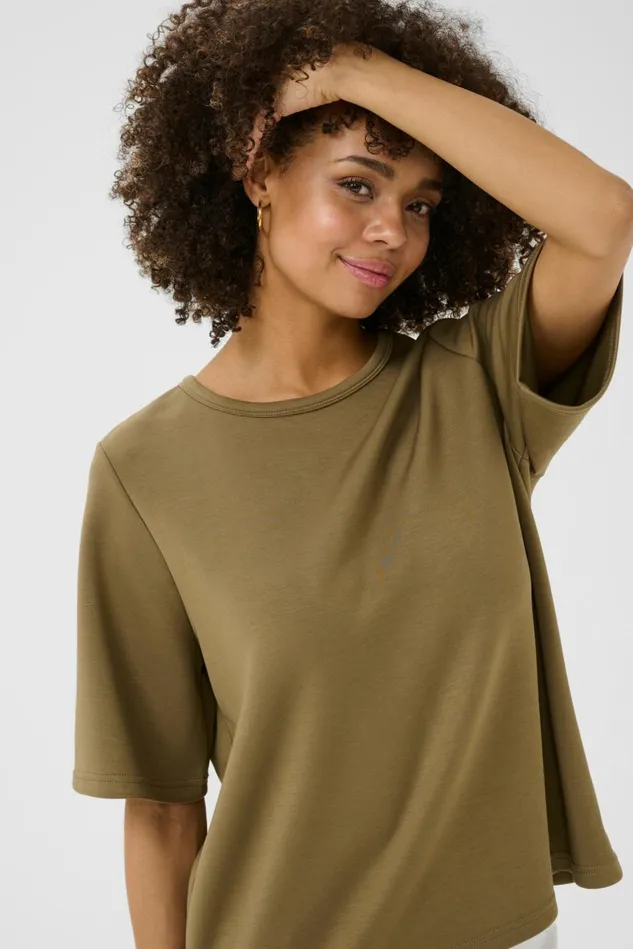 Tops and TShirts Women CULTURE CUhara Tshirt Dusky Green