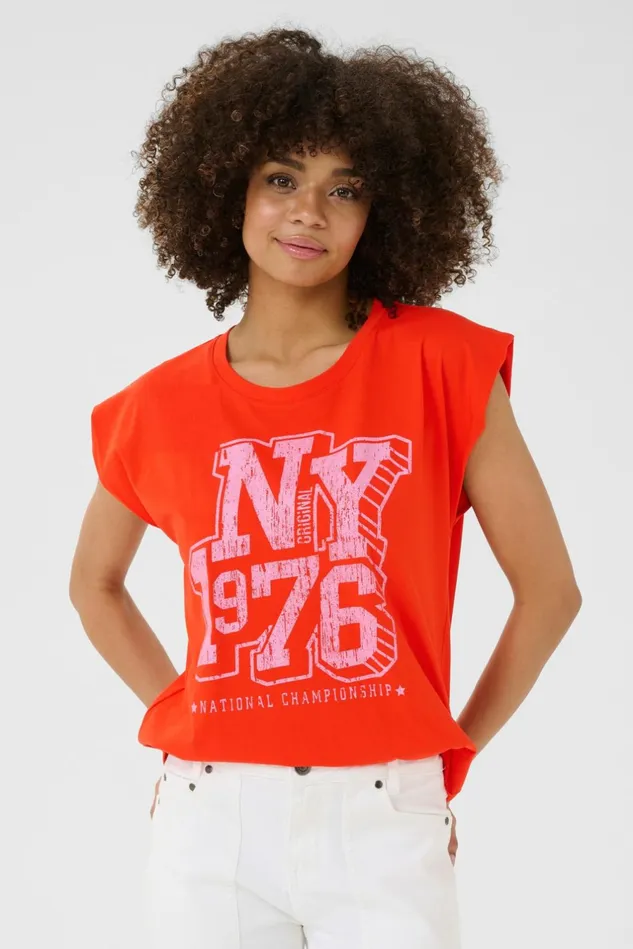 Tops and TShirts Women CULTURE CUroxy Tshirt Redpink