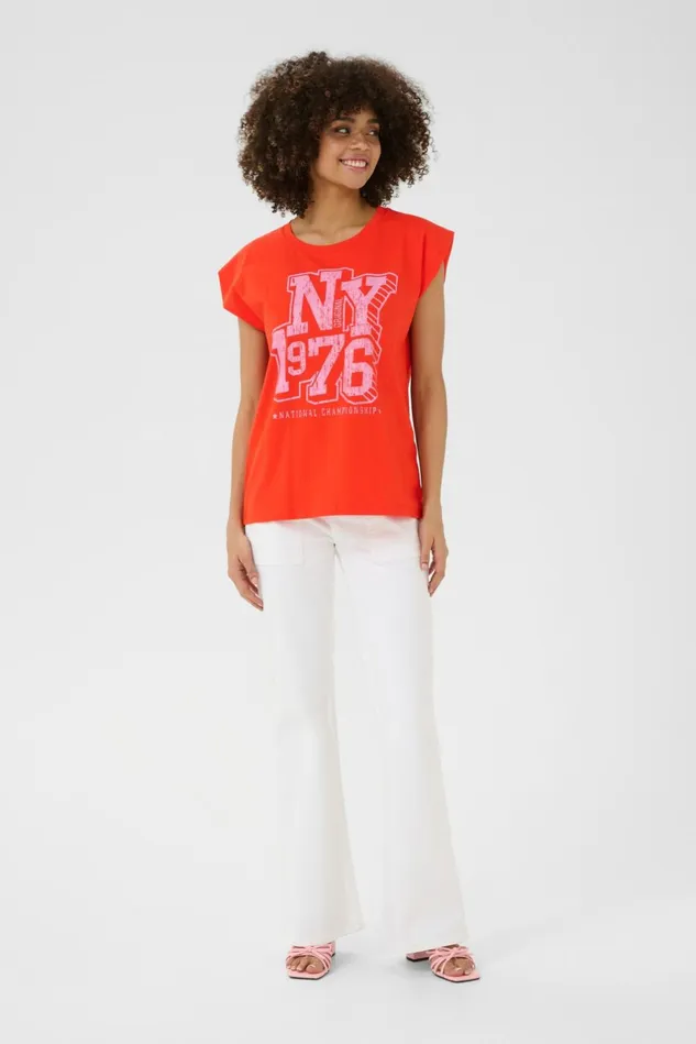 Tops and TShirts Women CULTURE CUroxy Tshirt Redpink
