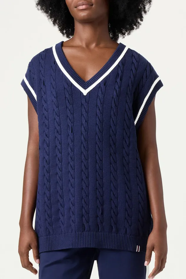 Tops and TShirts Women Fila Baseline Cable Knit Vest 492 Filanavygardenia Tops and TShirts Women Fila Baseline Cable Knit Vest 492 Filanavygardenia