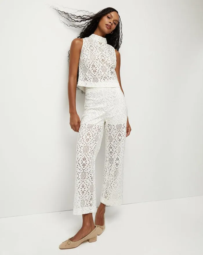 Tops and Tees Shop Veronica Beard Katmai Lace Top Offwhite