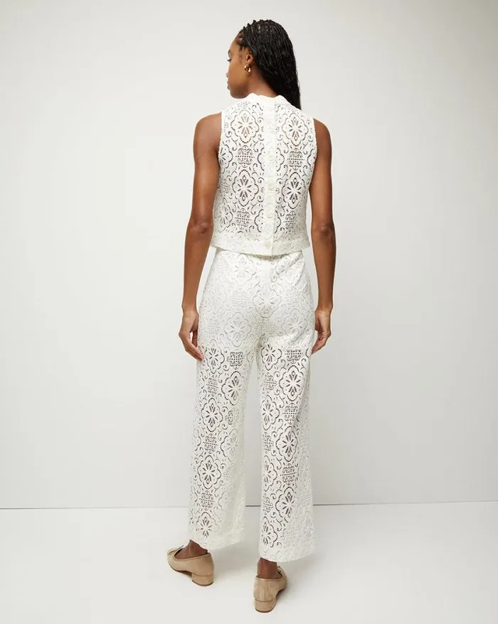 Tops and Tees Shop Veronica Beard Katmai Lace Top Offwhite