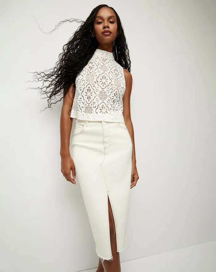Tops and Tees Shop Veronica Beard Katmai Lace Top Offwhite