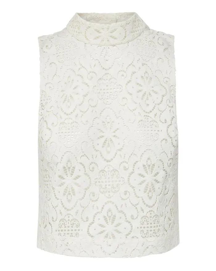 Tops and Tees Shop Veronica Beard Katmai Lace Top Offwhite