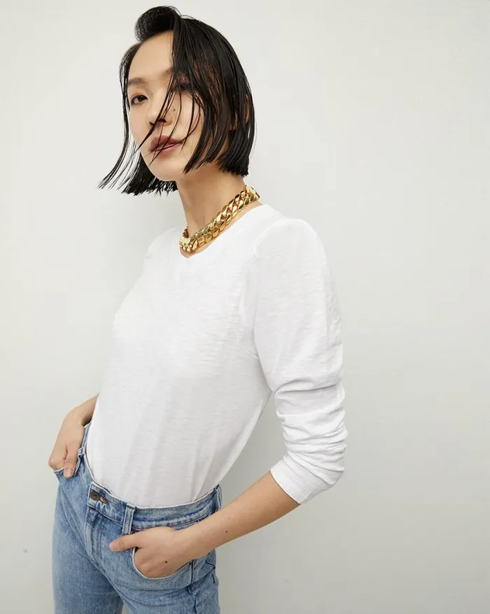 Tops and Tees Shop Veronica Beard Mason Baseball Tee White