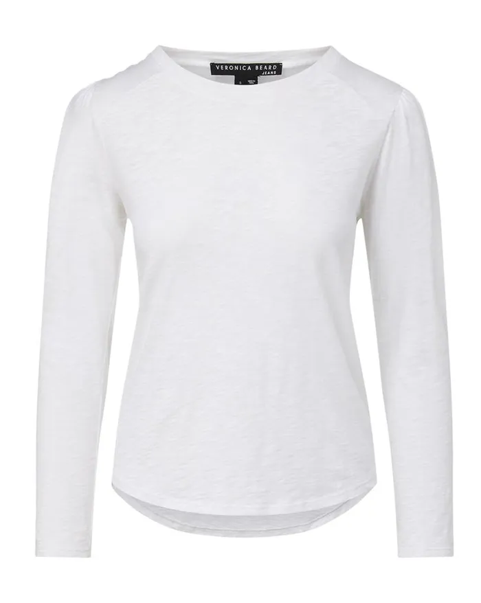 Tops and Tees Shop Veronica Beard Mason Baseball Tee White