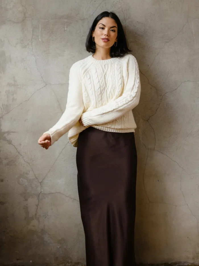 Tops Claudette Fisherman Sweater Antique White Able Women