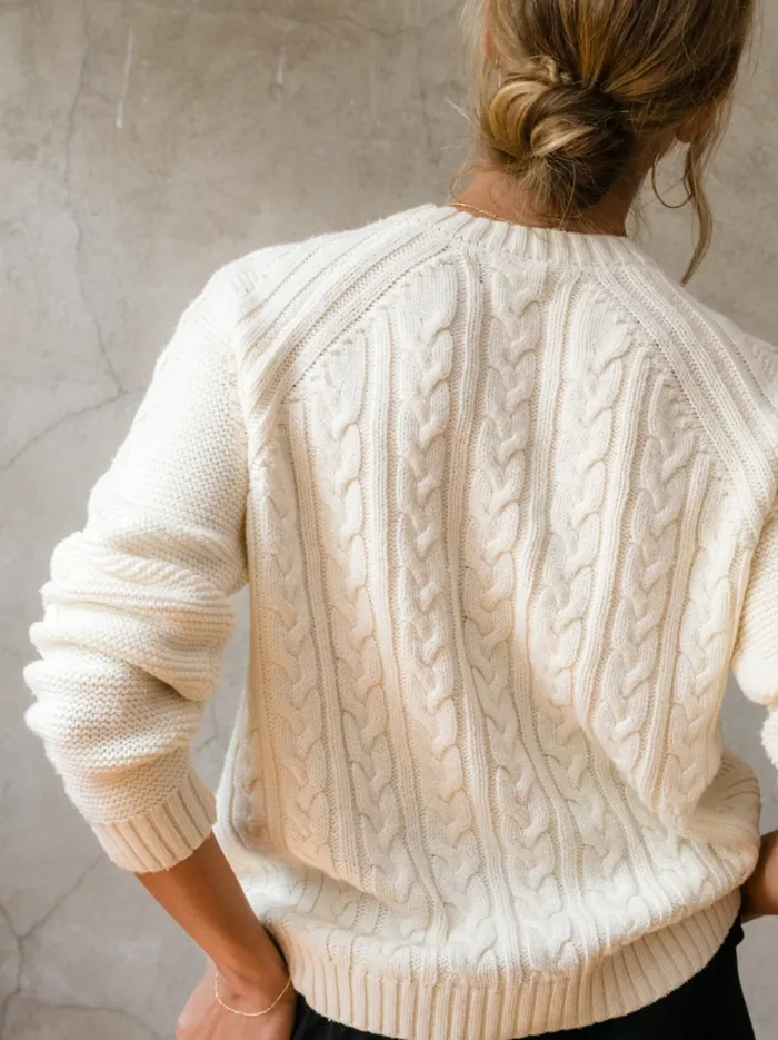 Tops Claudette Fisherman Sweater Antique White Able Women