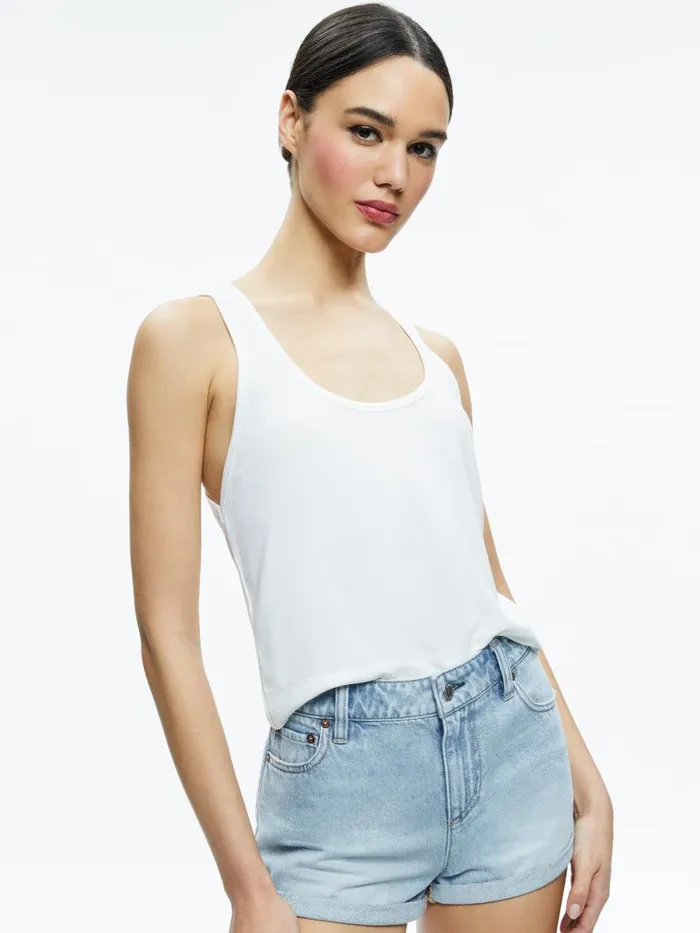 Tops Women Alice Olivia AVRIL BOXY TANK Black