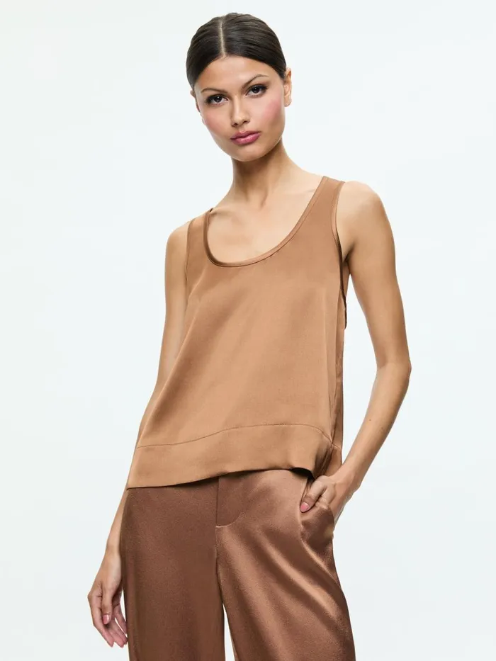 Tops Women Alice Olivia AVRIL BOXY TANK Camel