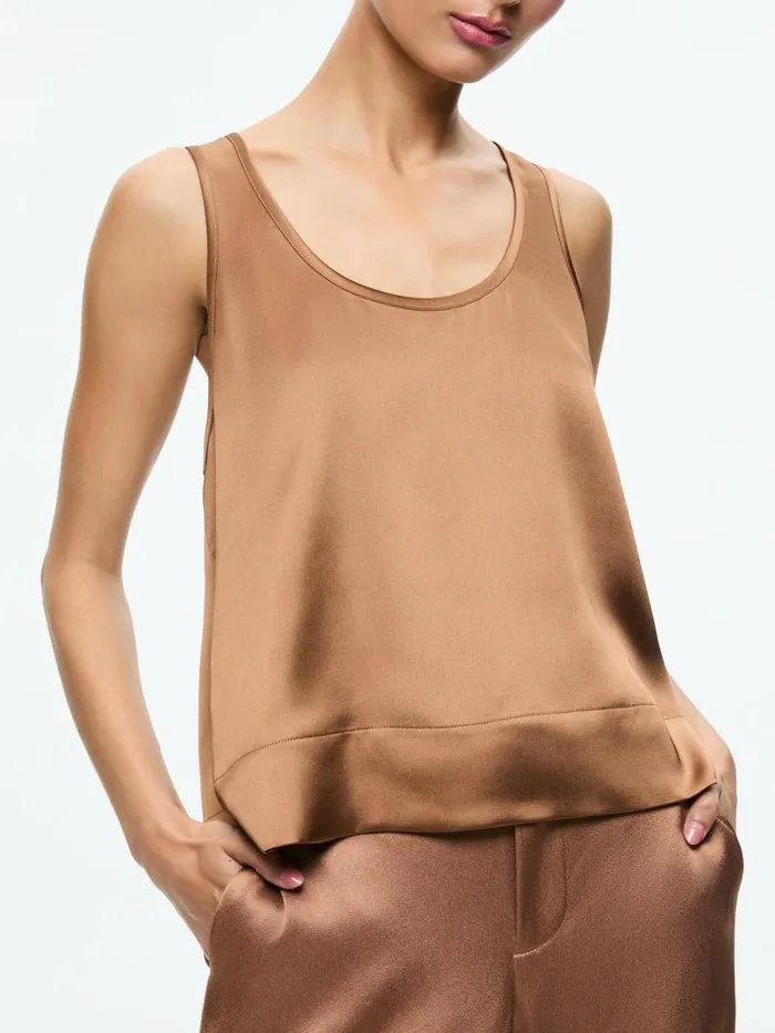 Tops Women Alice Olivia AVRIL BOXY TANK Camel