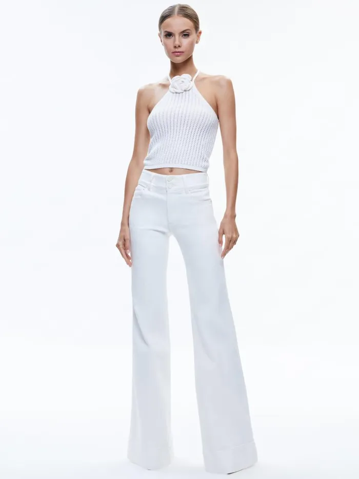 Tops Women Alice Olivia BESSIE HALTER TOP Blacksoft White