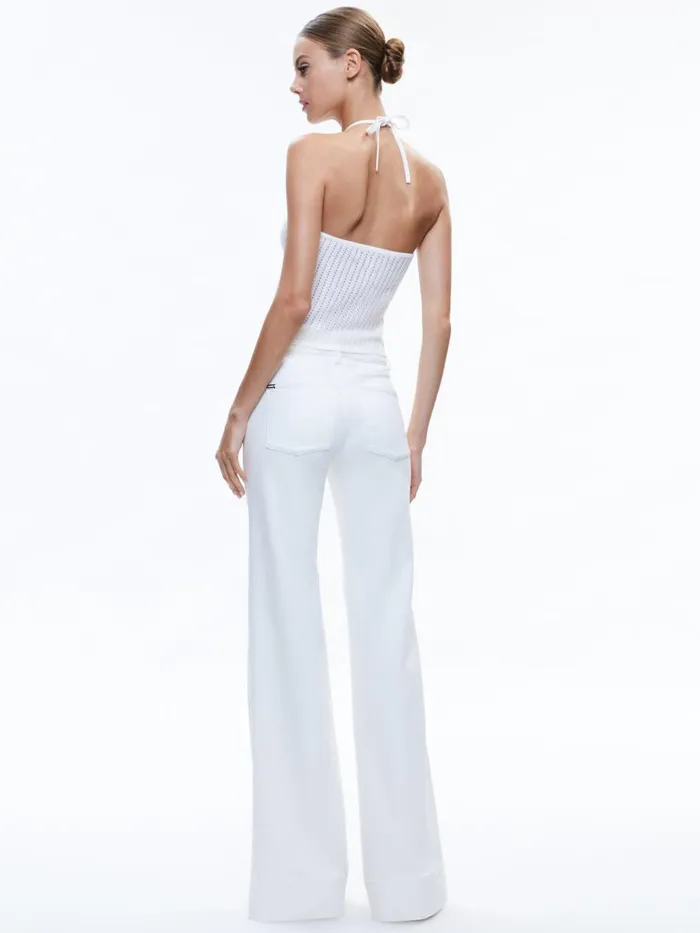 Tops Women Alice Olivia BESSIE HALTER TOP Blacksoft White