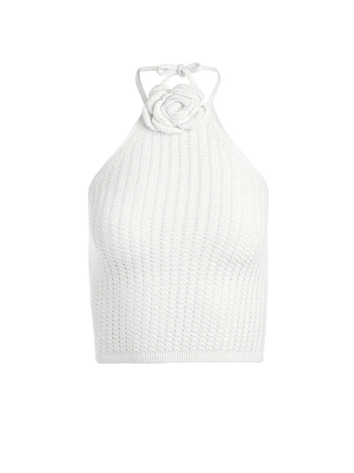Tops Women Alice Olivia BESSIE HALTER TOP Blacksoft White