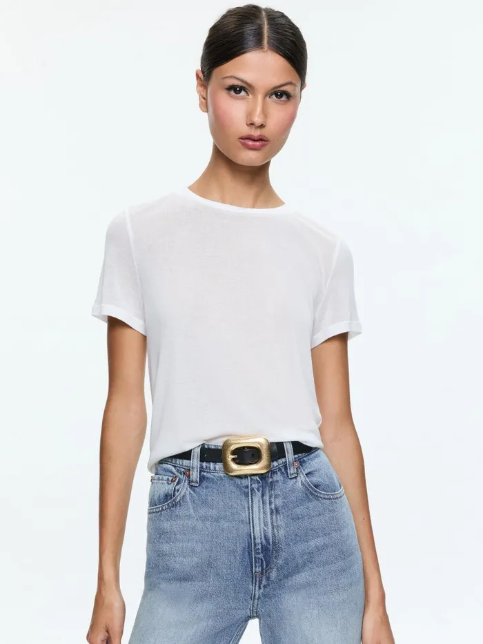 Tops Women Alice Olivia CINDY CLASSIC CROPPED TEE Black