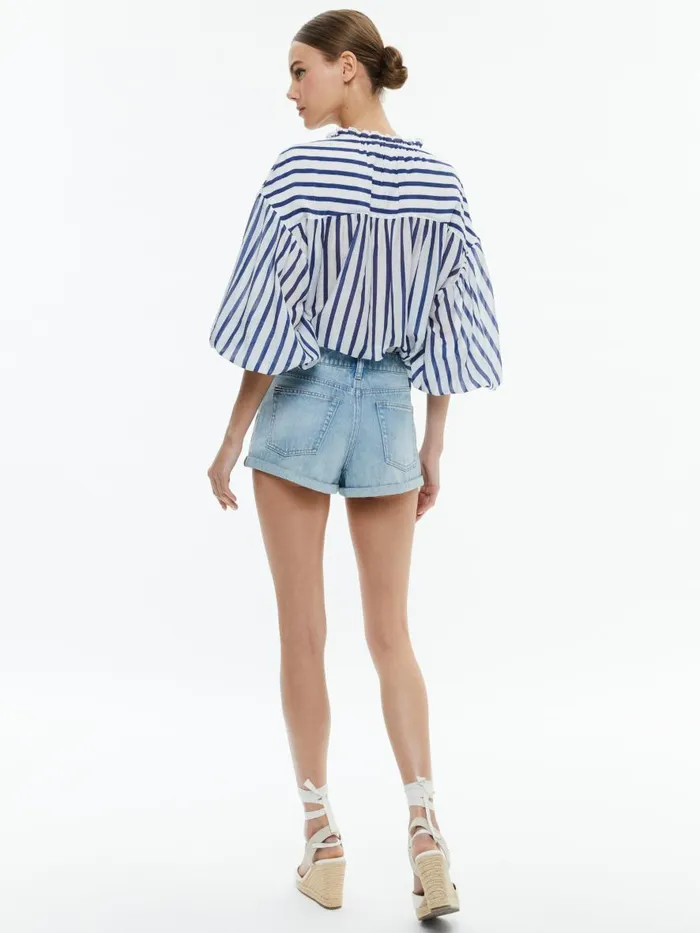 Tops Women Alice Olivia JULIUS STRIPED BLOUSE Admiral Stripe Indigo
