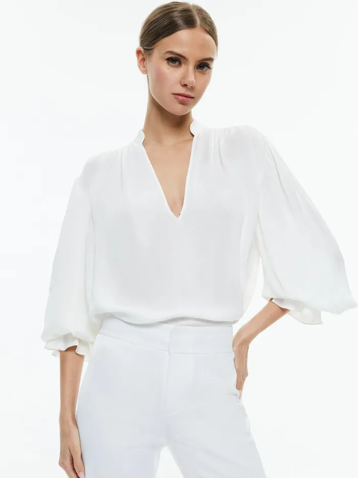 Tops Women Alice Olivia ONICA COLLARED BLOUSE Off White
