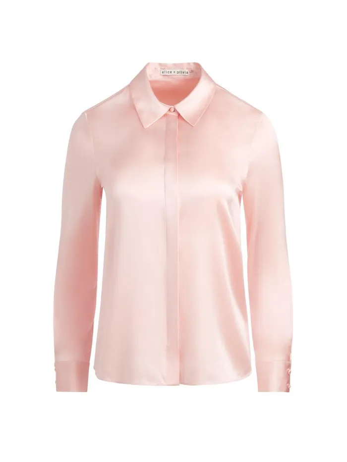 Tops Women Alice Olivia WILLA PLACKET TOP Bright Ruby